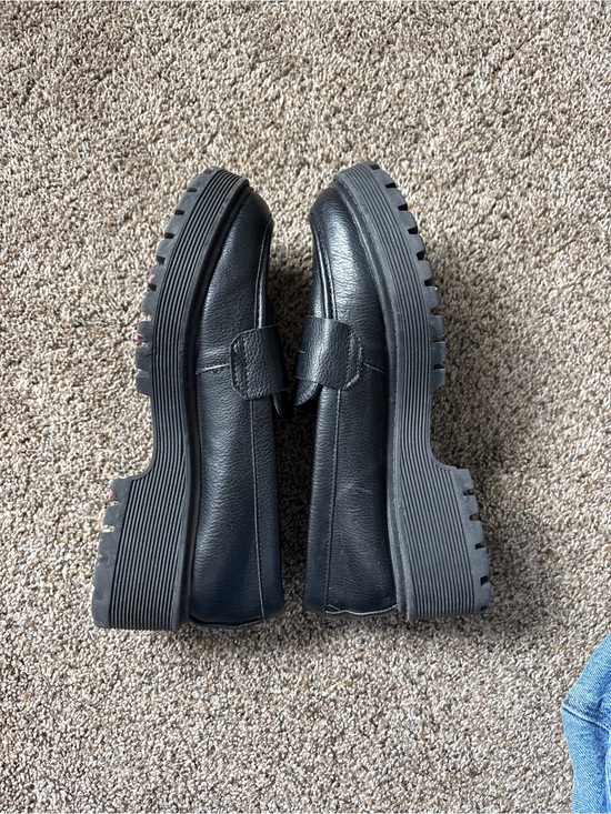 Sincerly Jules Shoes - Sincerly Jules Black Chunky Lug Slip-On Loafers